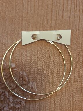 Classic Gold Hoop Earrings - Double Circle Design